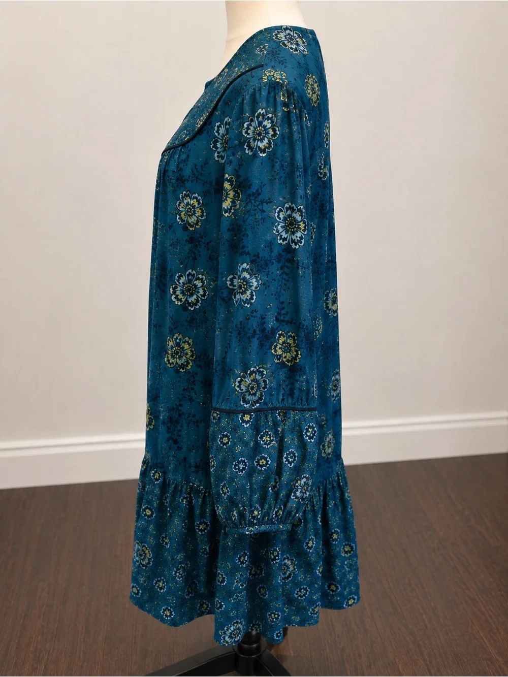 Sonoma Blue Floral Peasant Dress 0X 12W/14W Boho Rayon